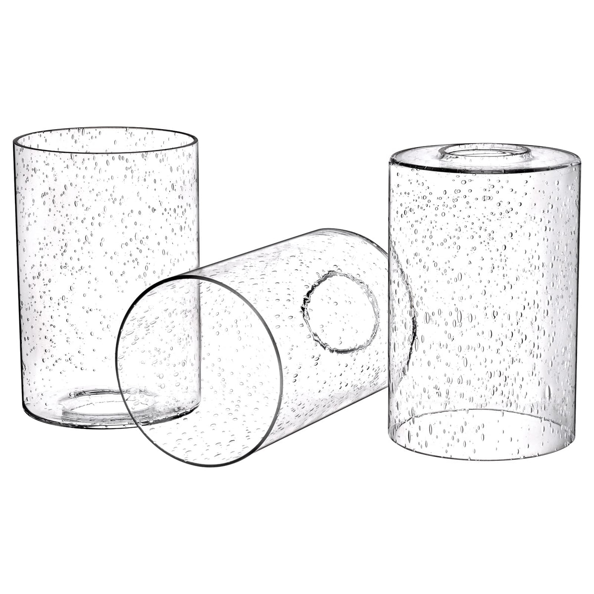 Canomo seeded bubble glass shade in 6in cylinder for warm ambient diffusion