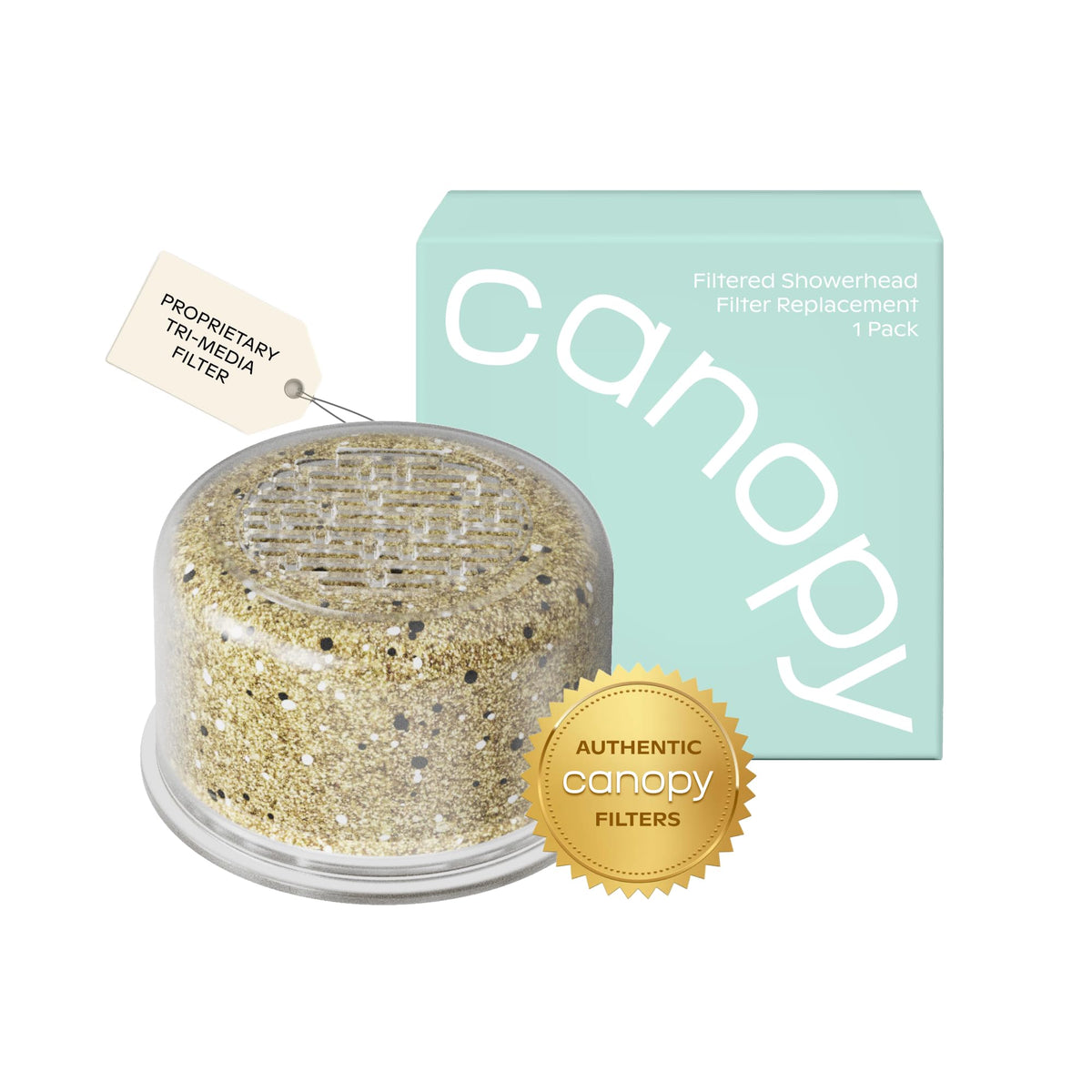 Canopy Authentic showerhead filter replacement 1-pack improves water quality and shower consistency.