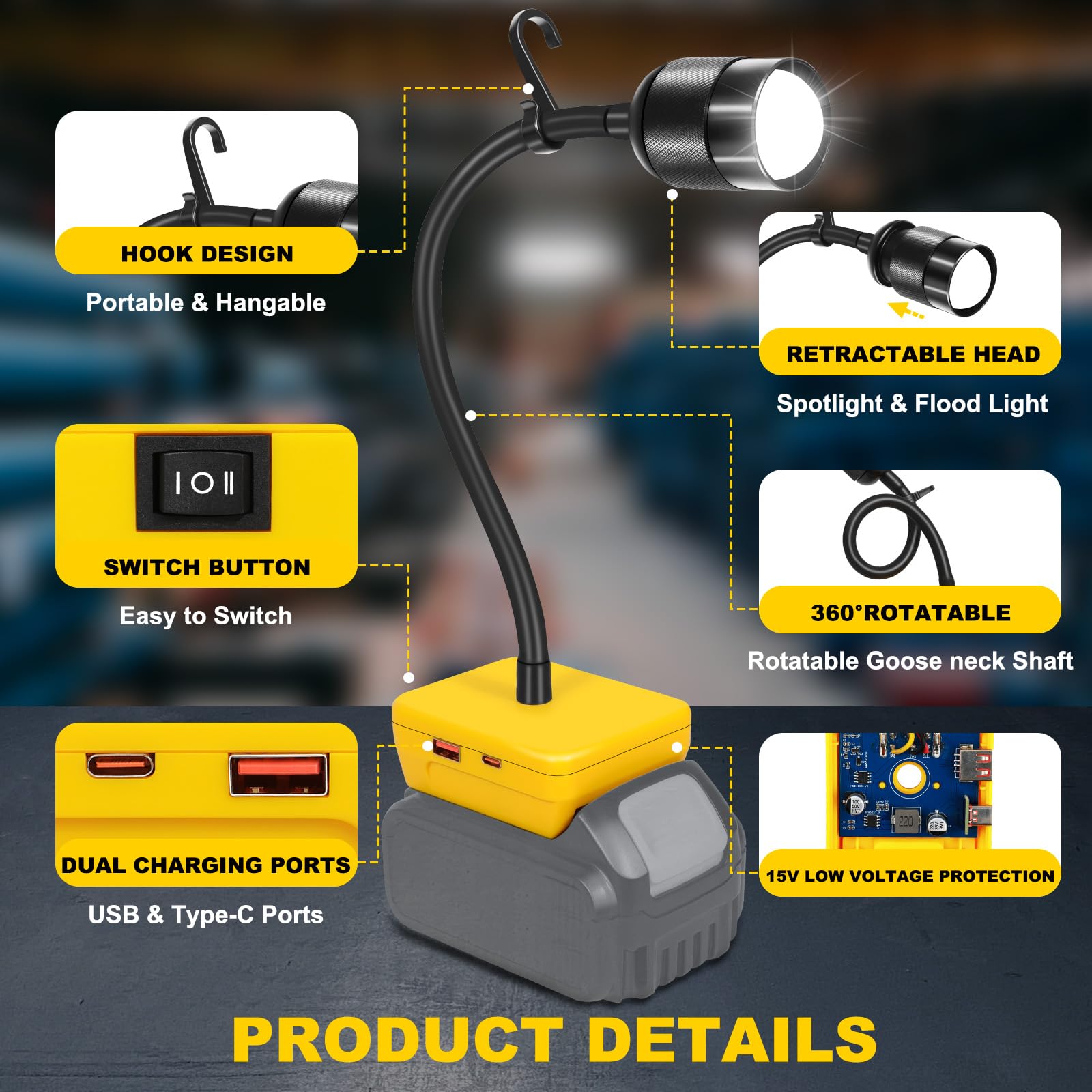 Canvage light includes low voltage protection for safe operation.