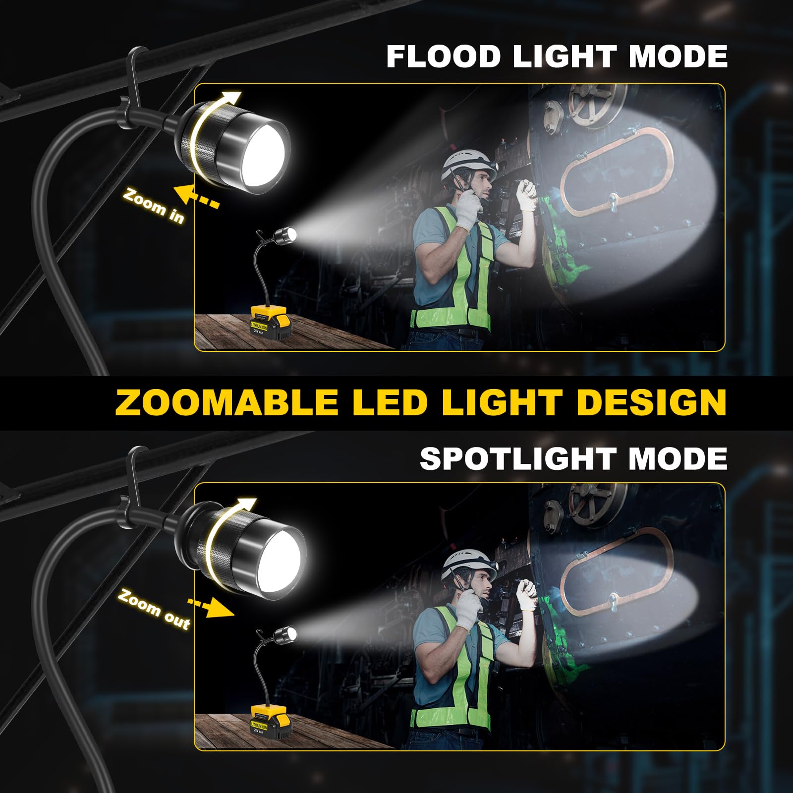 Canvage portable work light with hanging hook for garage or campsite.