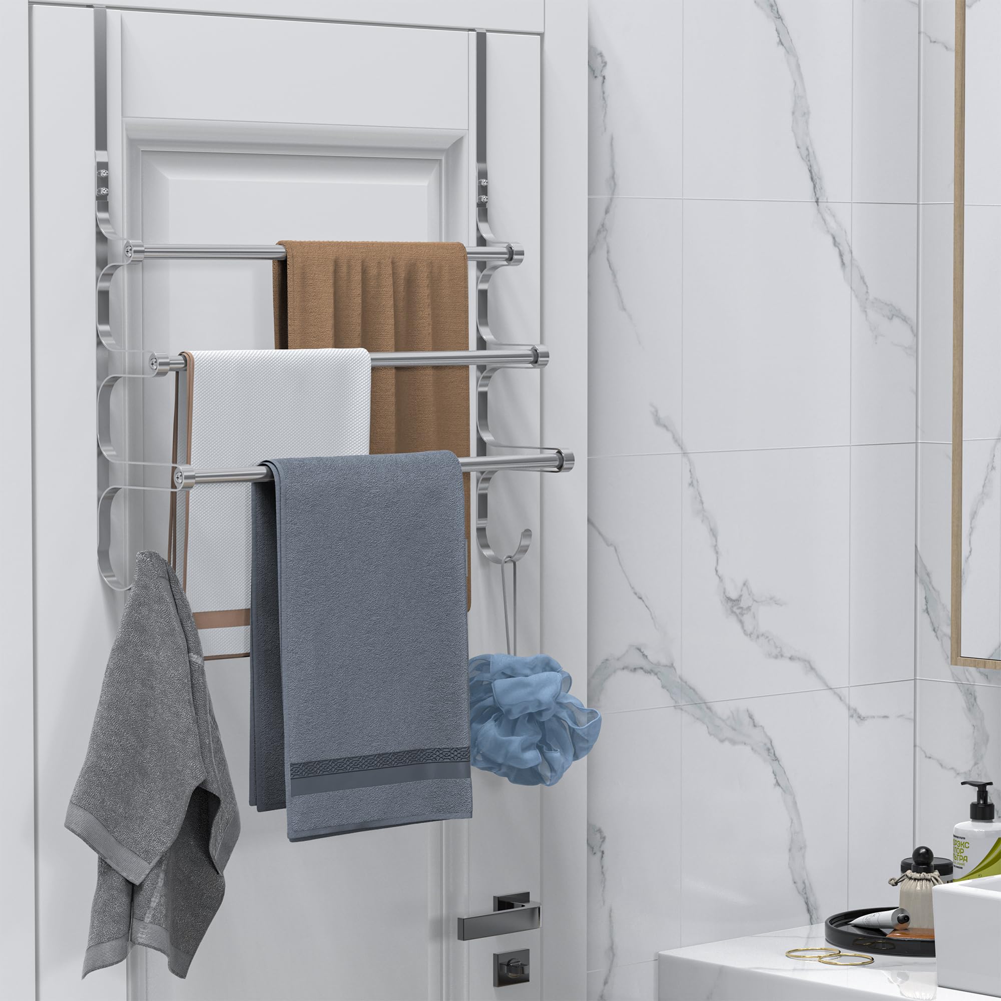 Canyave durable over-door rack supports towels reliably over time