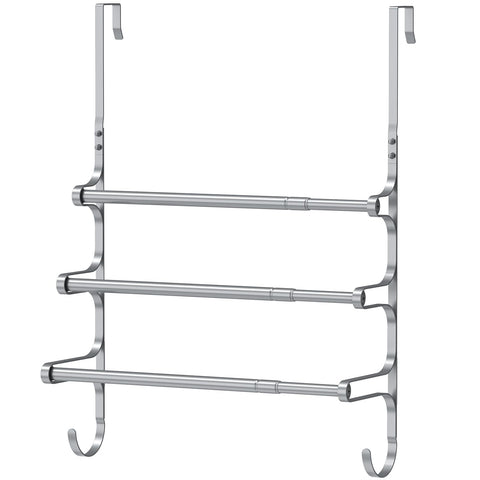 Canyave over-door towel rack installed on door for space-saving storage