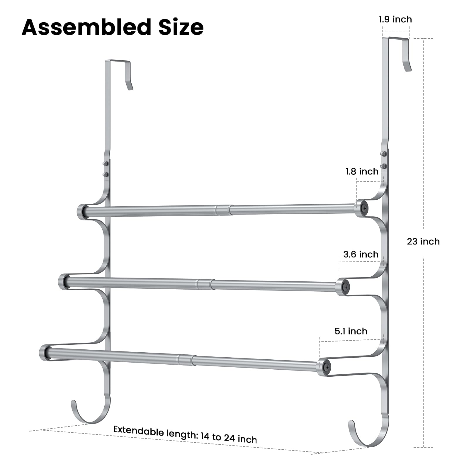 Canyave extendable towel bar showing adjustable length for towels