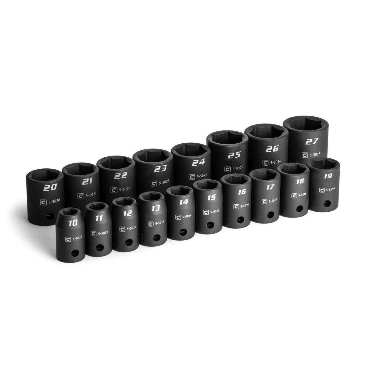 Capri Tools 1/2 in drive shallow metric sockets 10–27 mm for high-torque work