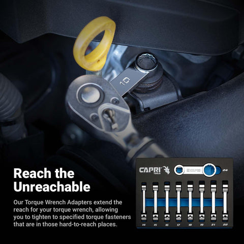 Capri Tools 15mm torque adapter enables precise torque in hard-to-reach spots
