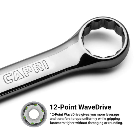 Capri Tools 15-degree offset offers knuckle clearance in tight spots