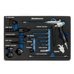 Capri Tools 2-Way Air Blow Gun kit front view for versatile cleaning.