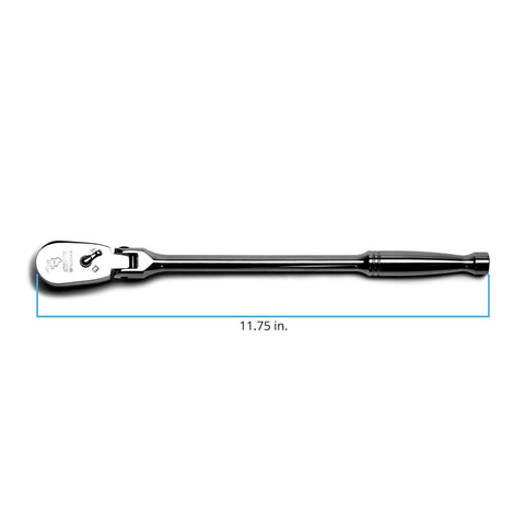 Capri Tools 3/8 drive flex-head ratchet in use for confined areas.
