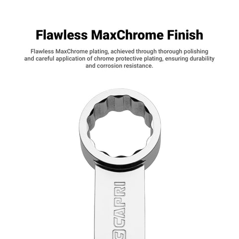 Capri Tools MaxChrome finish resists corrosion and provides durable shine