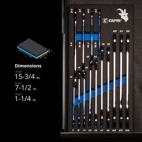 Capri Tools 15-degree angled-head wrenches enable smooth re-engagement in tight spaces.