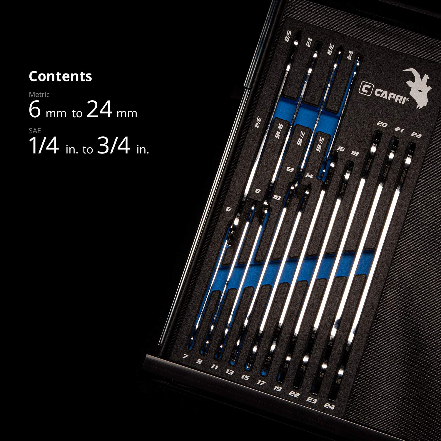 Capri Tools chrome-vanadium steel wrenches offer durability and corrosion resistance.