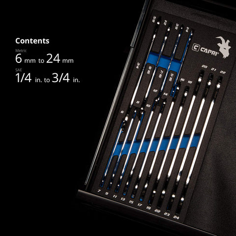 Capri Tools chrome-vanadium steel wrenches offer durability and corrosion resistance.