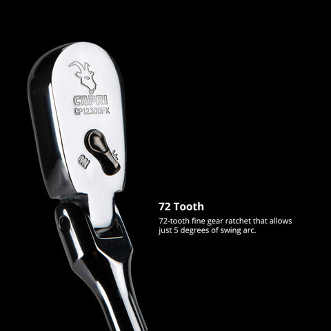 Capri Tools dual-direction flip lever enables easy tightening and loosening.
