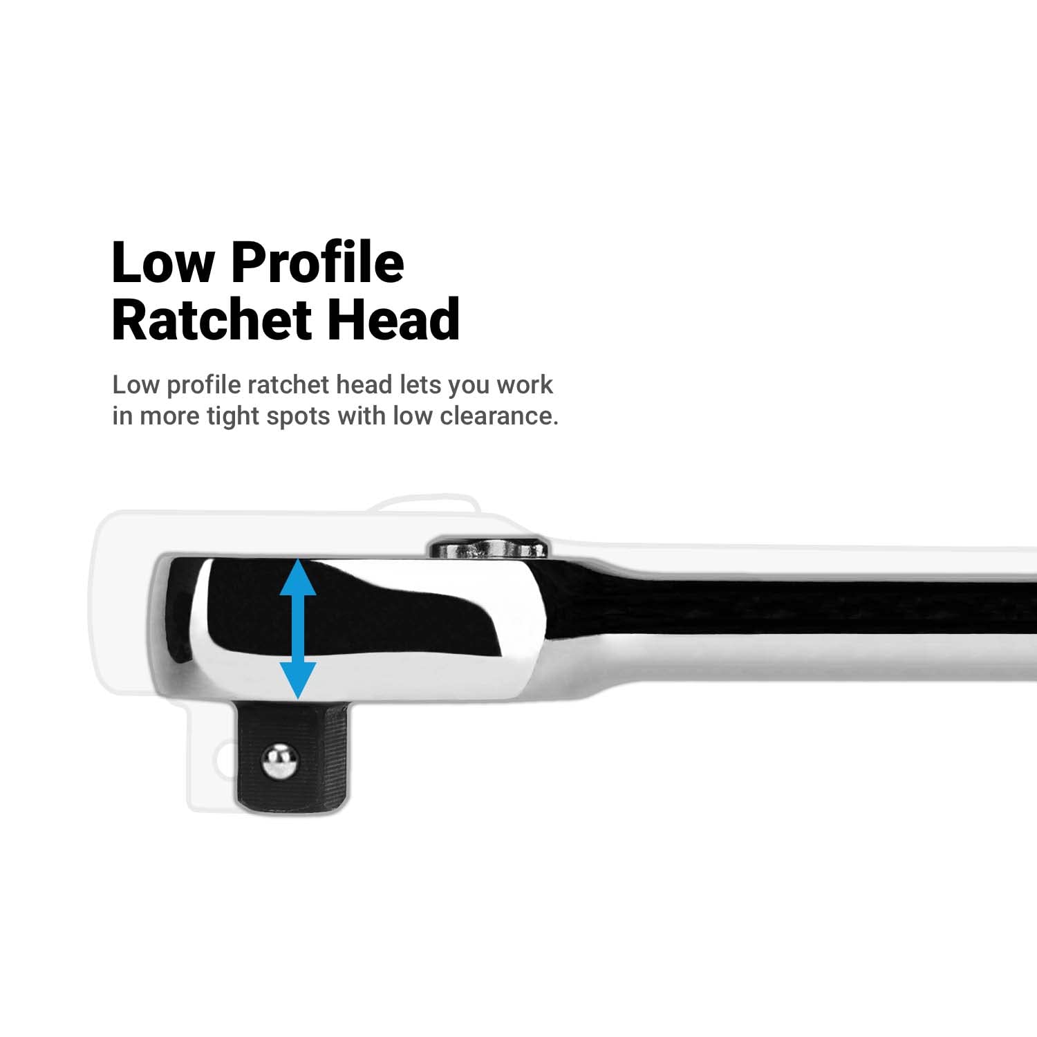Capri Tools dual-direction ratcheting with thumb switch.