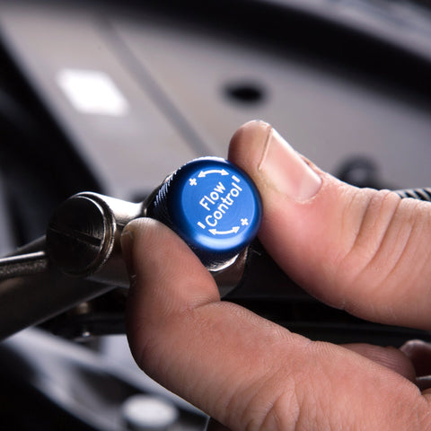Capri Tools flow control knob enables precise air flow during cleaning.