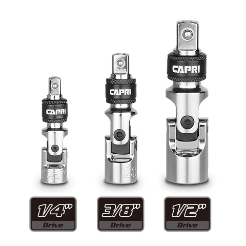 Capri Tools CP12270 locking universal joint 1/2 drive broadens reach for stubborn fasteners.