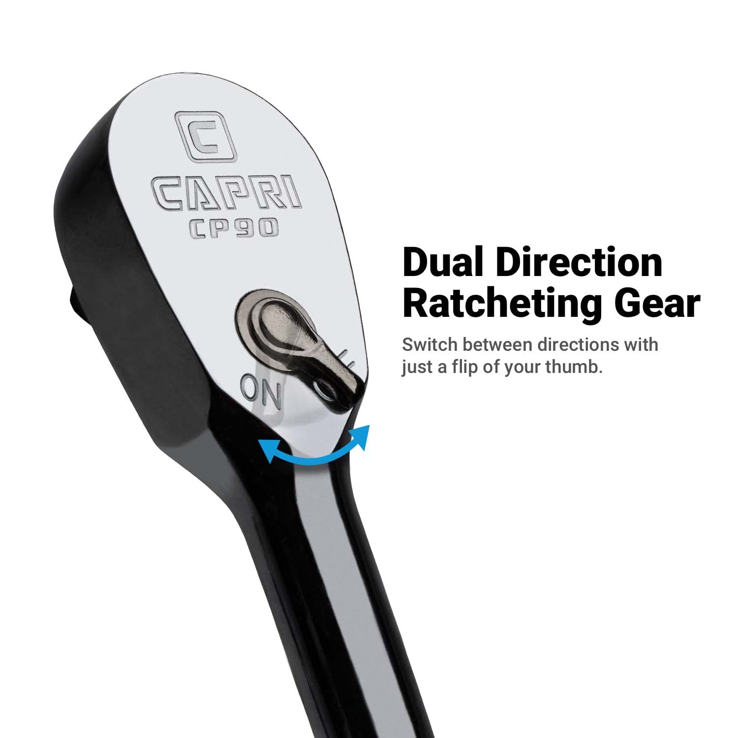 Capri Tools MaxChrome finish enhances durability and corrosion resistance.