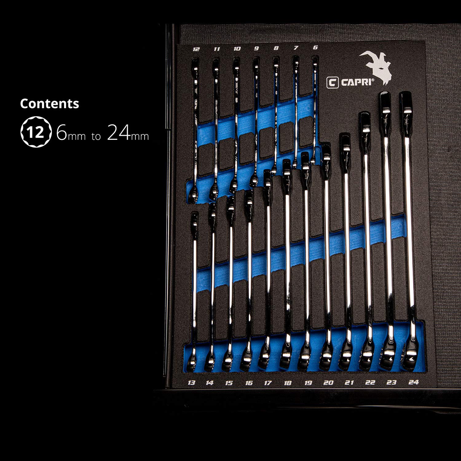 Capri Tools mechanics tray keeps wrenches organized and prevents spills during work