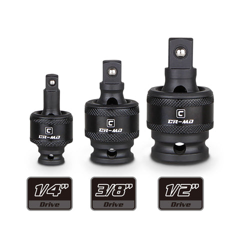 Capri Tools Premium Impact Universal Joint set closeup highlights chrome molybdenum steel durability for high-torque work.