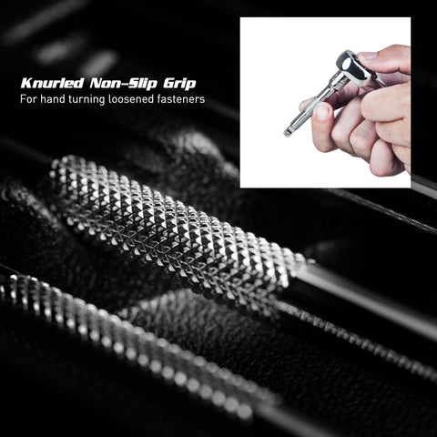 Capri Tools 10-in wobble extension bar adds long-reach versatility for recessed hardware.