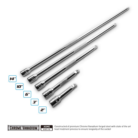 Capri Tools 14-in wobble extension bar delivers maximum reach for hard-to-access fasteners.