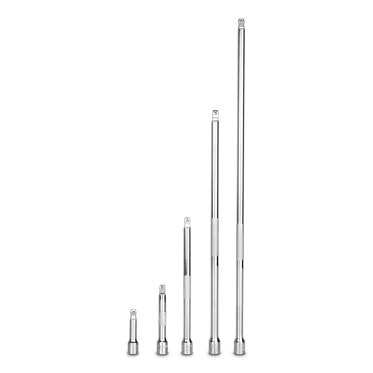 Capri Tools quarter-inch wobble extension bar, 2-in length, enables offset reach in tight spaces.