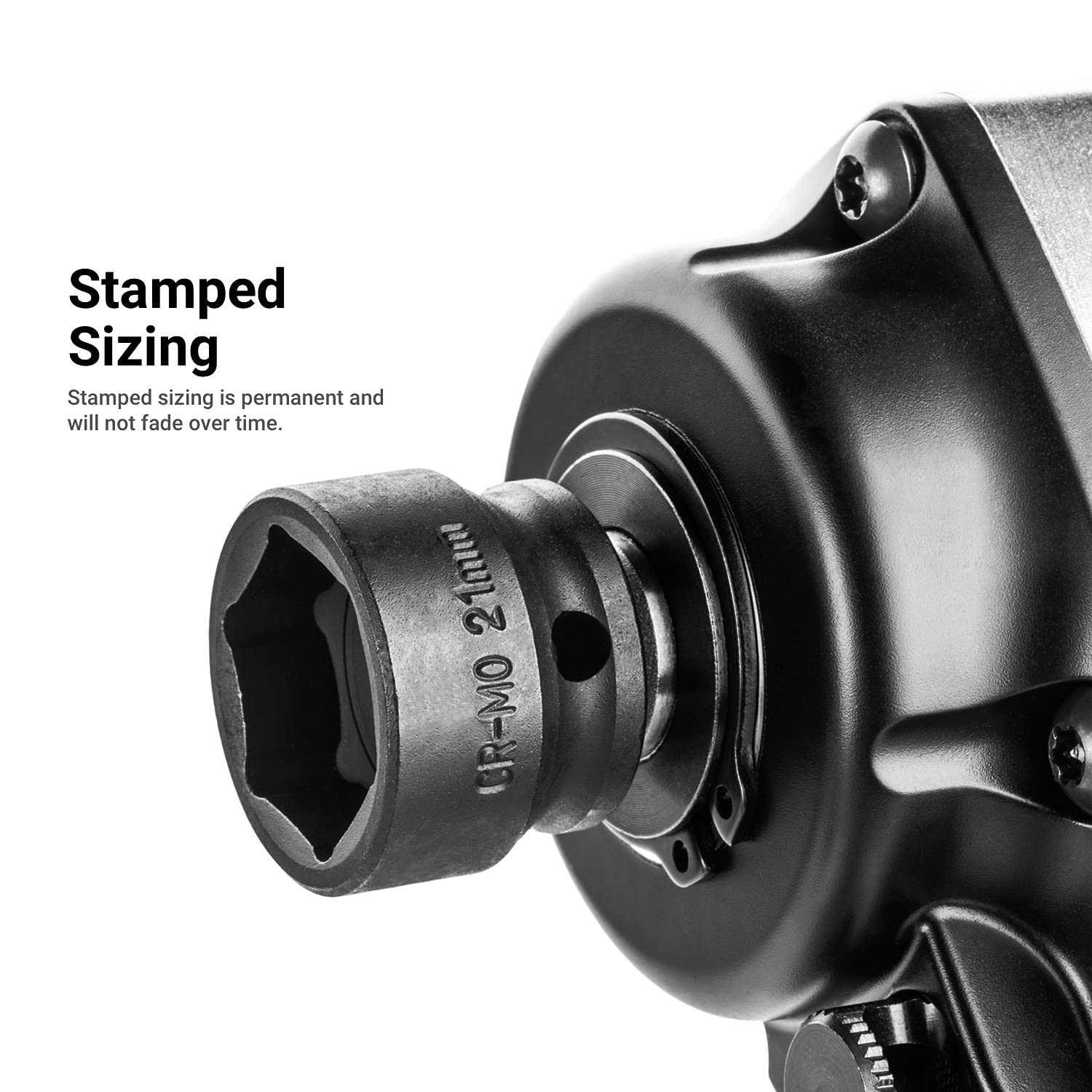 Capri Tools stubby 22mm impact socket handles larger fasteners with confidence.