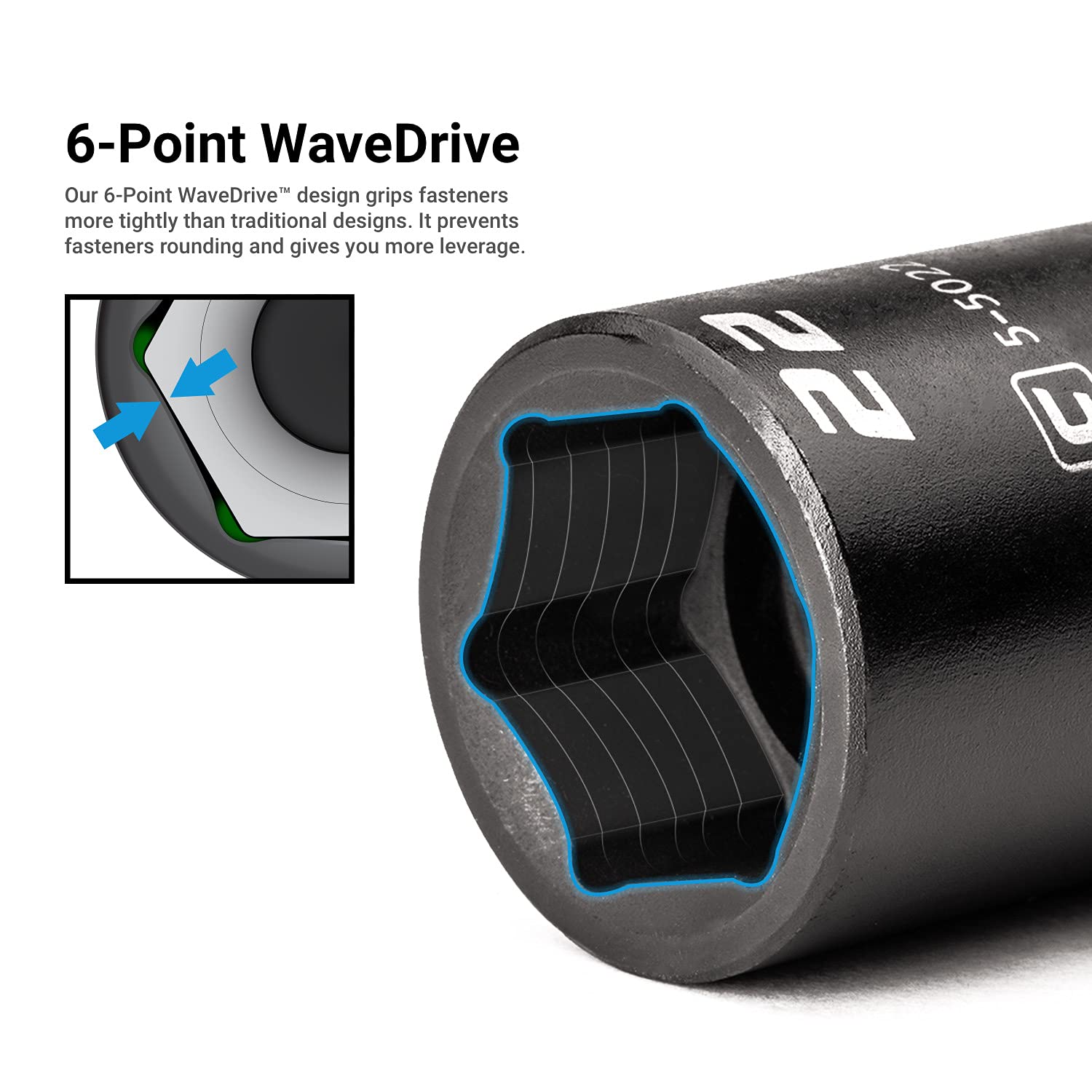 Capri Tools stubby socket 3-8 in with WaveDrive for strong grip and reduced rounding