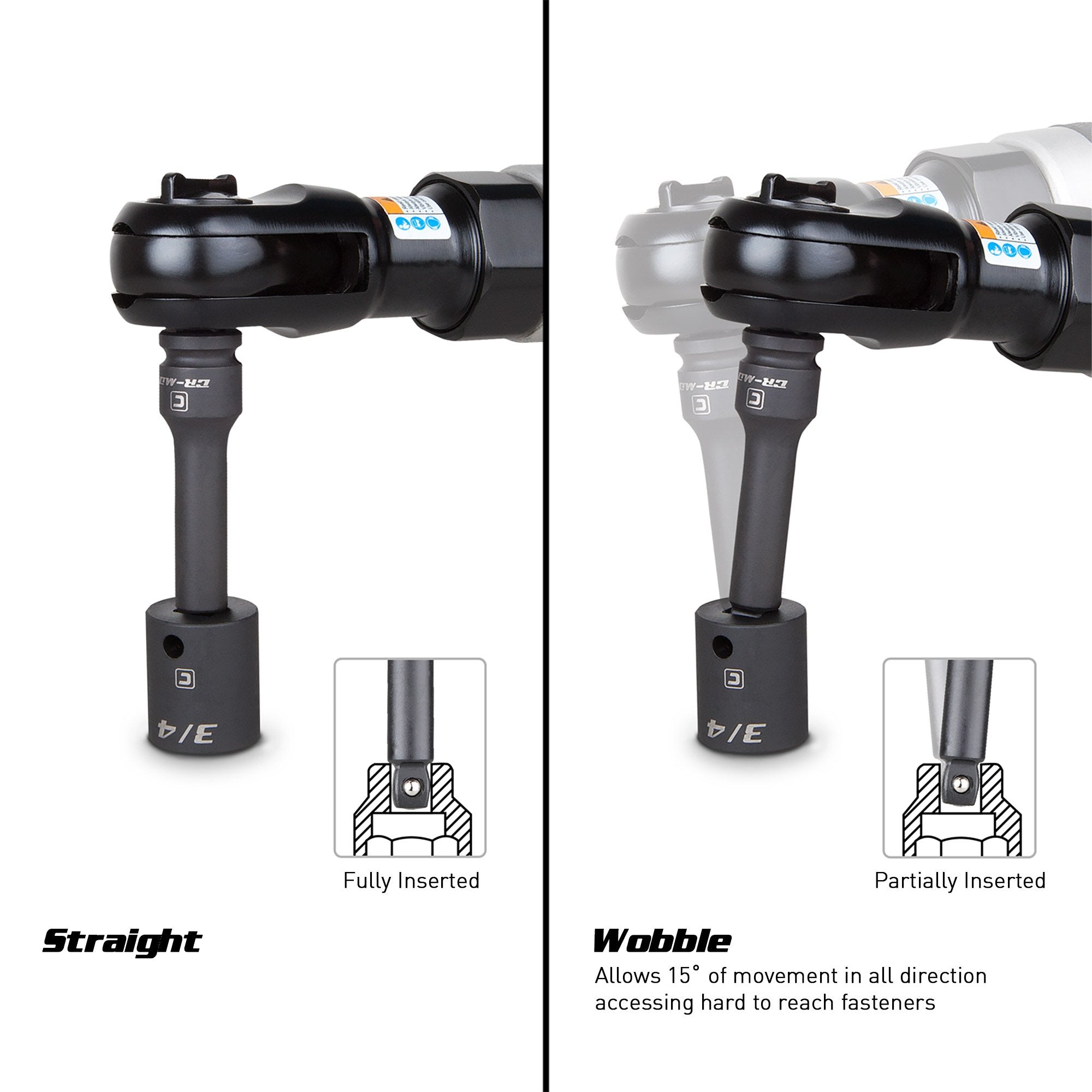 Capri Tools wobble extension joint detail showing angled reach