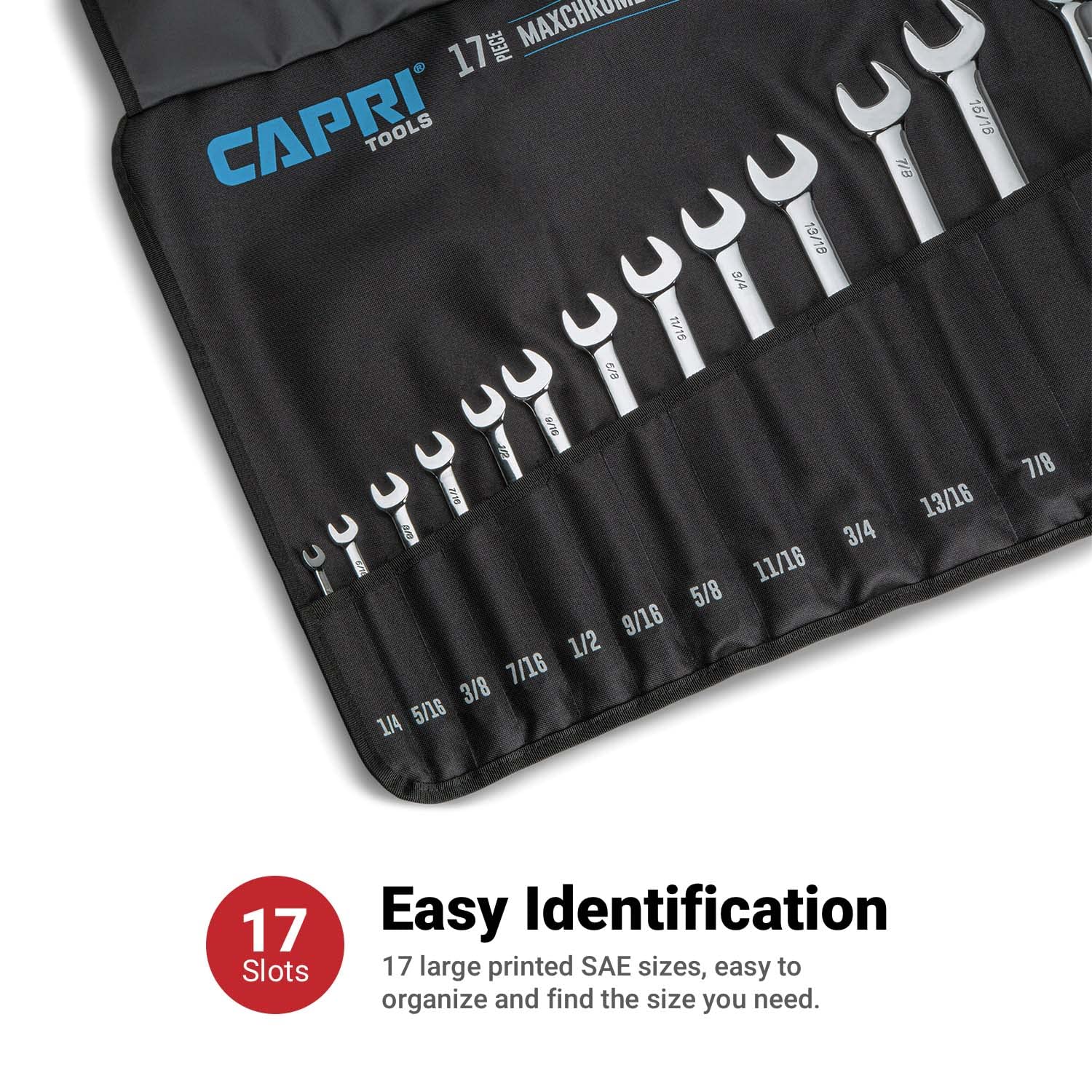 Capri Tools pouch shows quick-release buckles for fast securing and transport.