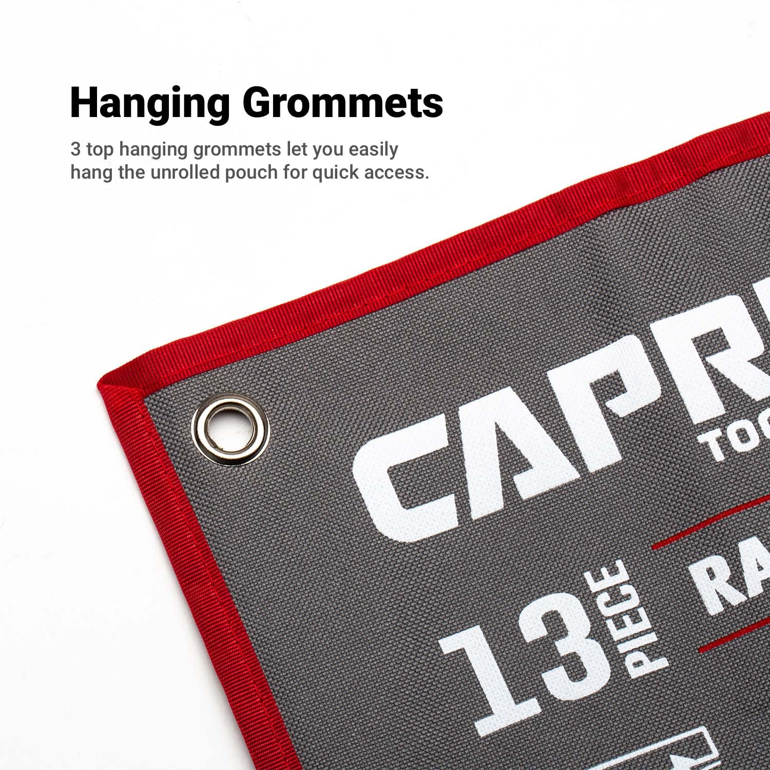 Capri Tools roll-up design enables compact carry and flat storage for easy transport.