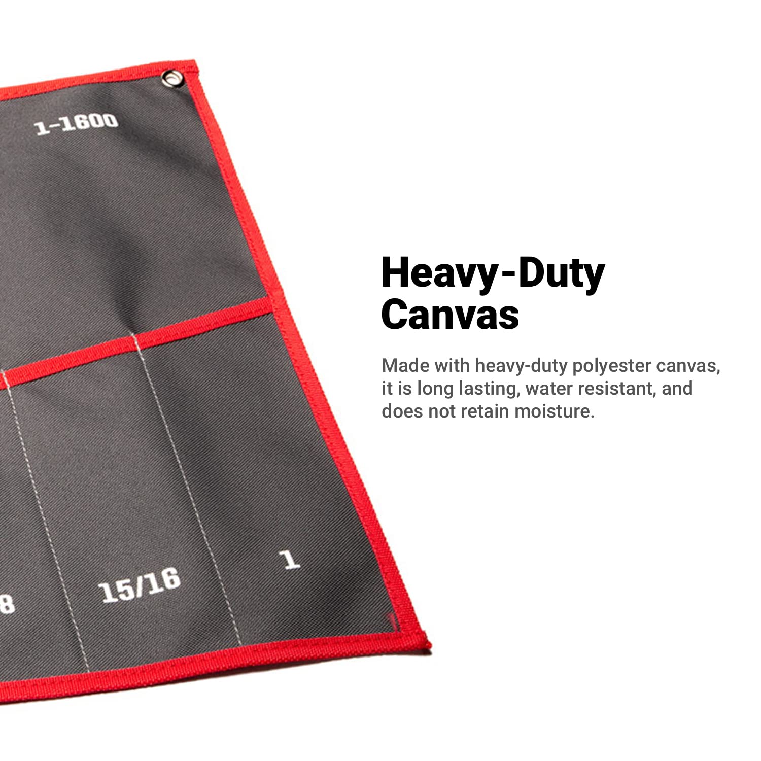 Capri Tools heavy-duty canvas pouch offers durability and moisture resistance.