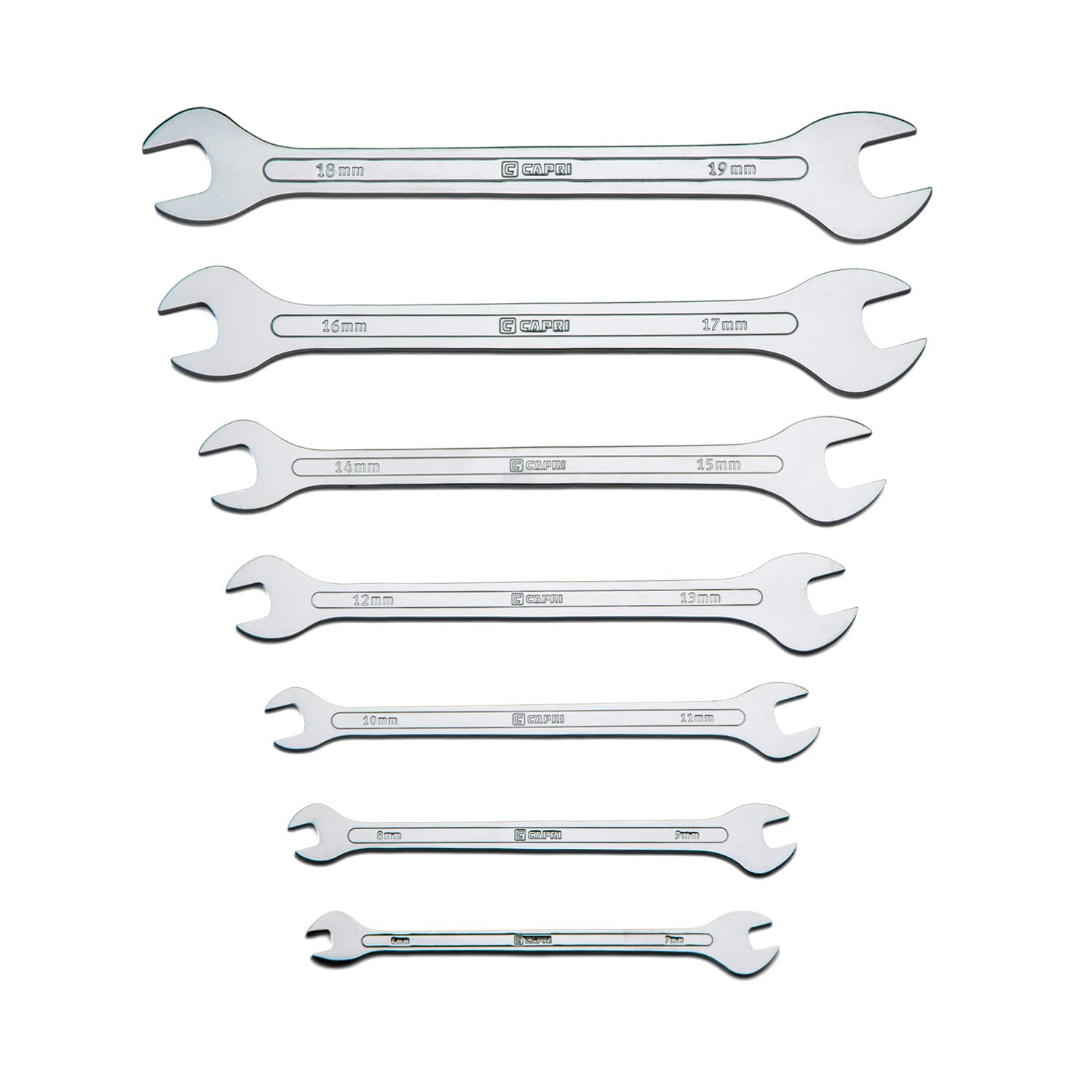Capri Tools wrench set in toolbox display for organized professional workflow.