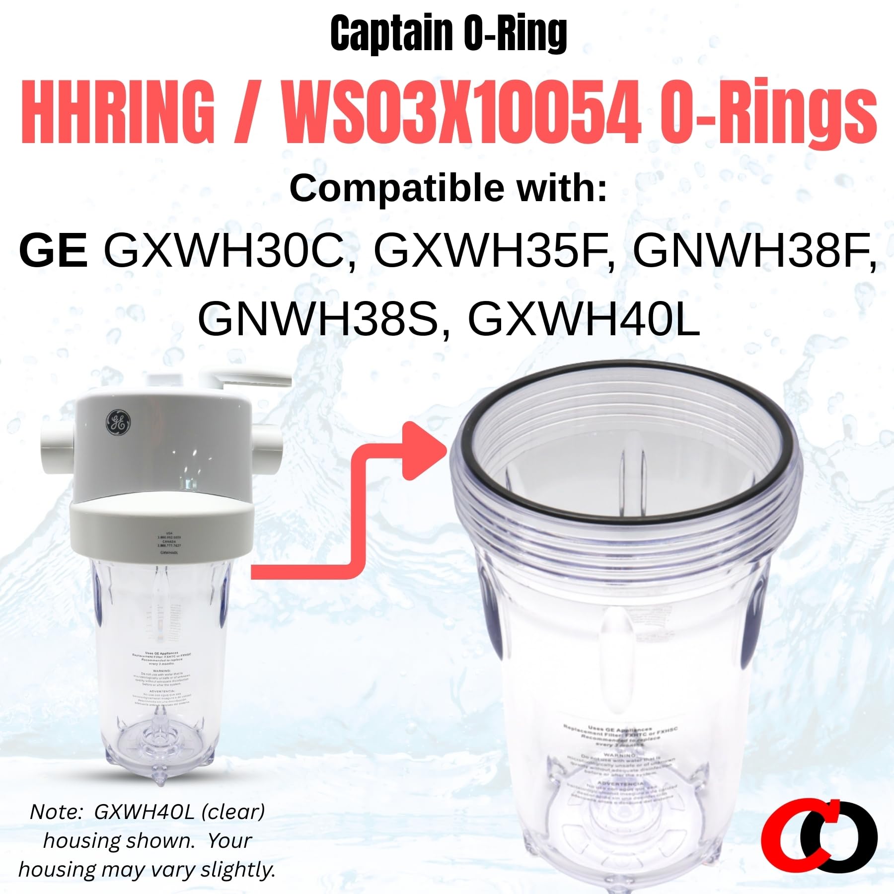 Captain O-Ring Buna-N 3-pack side view showing flexible fit for GE seals