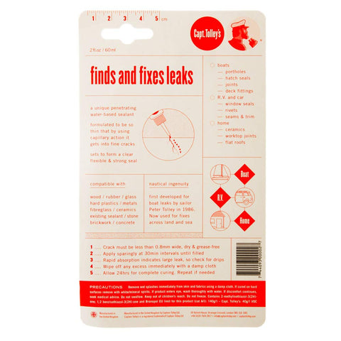 Captain Tolley's Creeping Crack Cure seal-application enables quick repairs without dismantling for tight gaps.