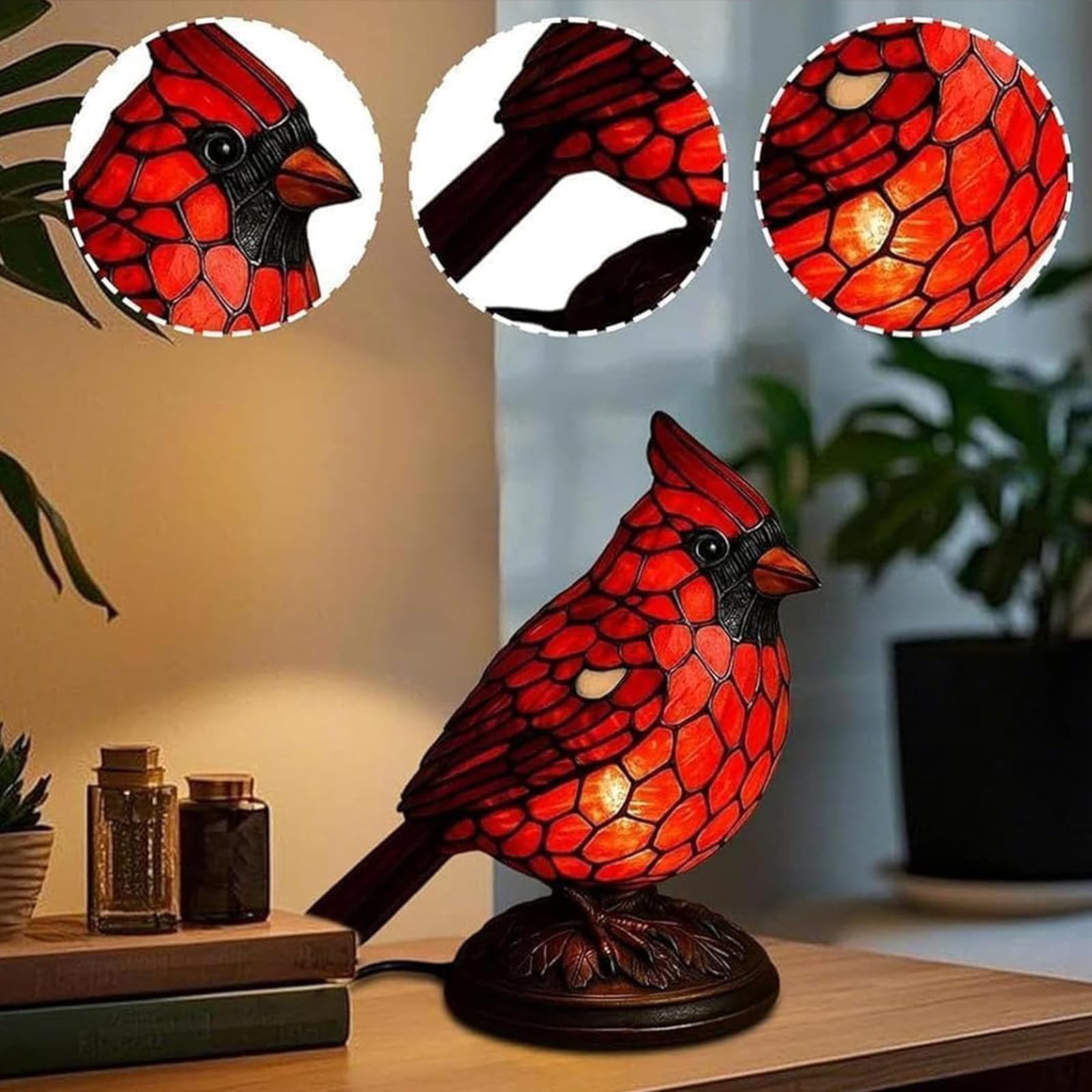 Cardinal Lamp emits a warm ambient glow, enhancing desks or shelves.