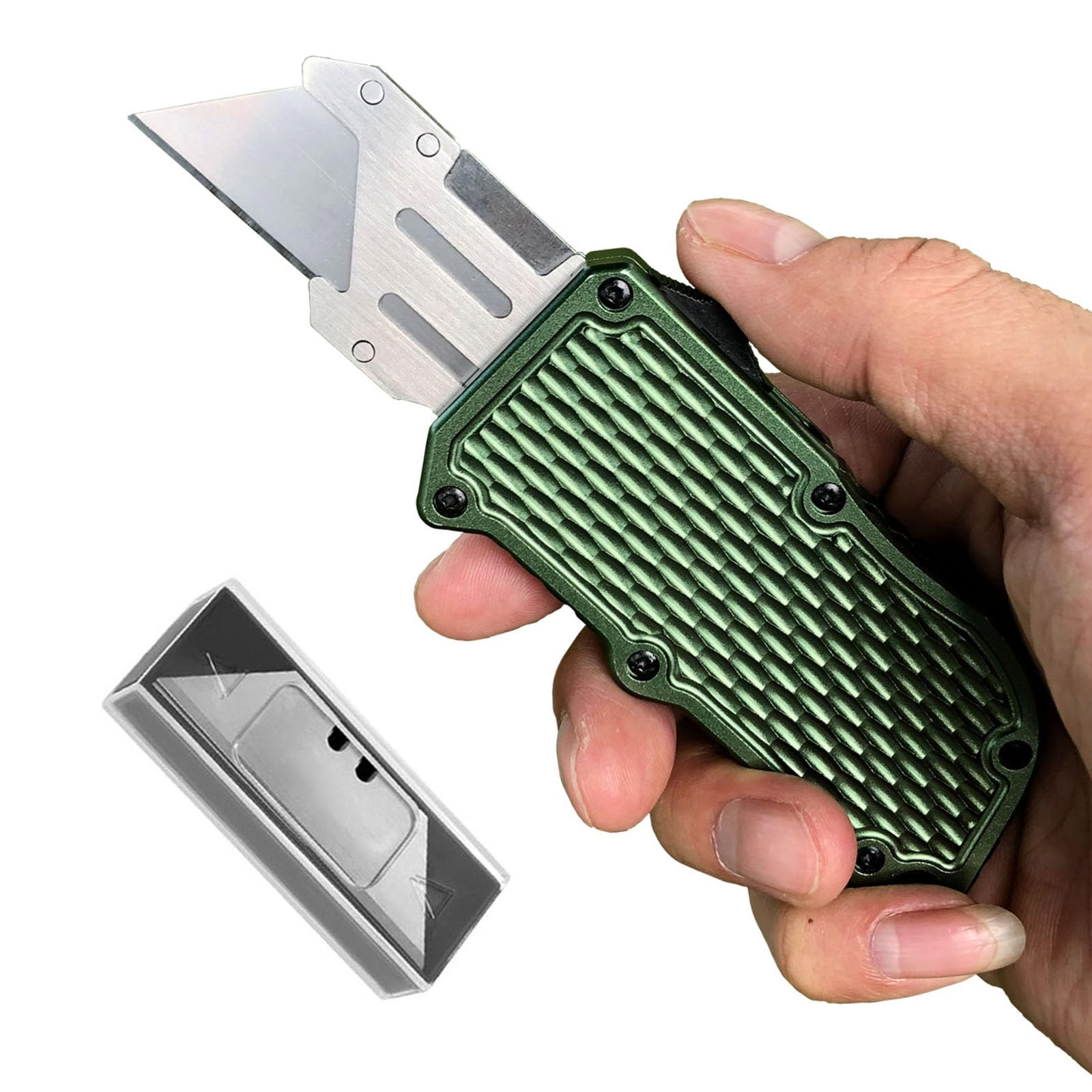 Caressolove automatic knife with retractable blade for safe, precise cutting.