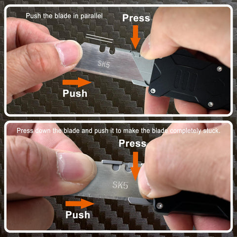 Caressolove Switch Blades Knife showing push-button action enabling quick blade extension