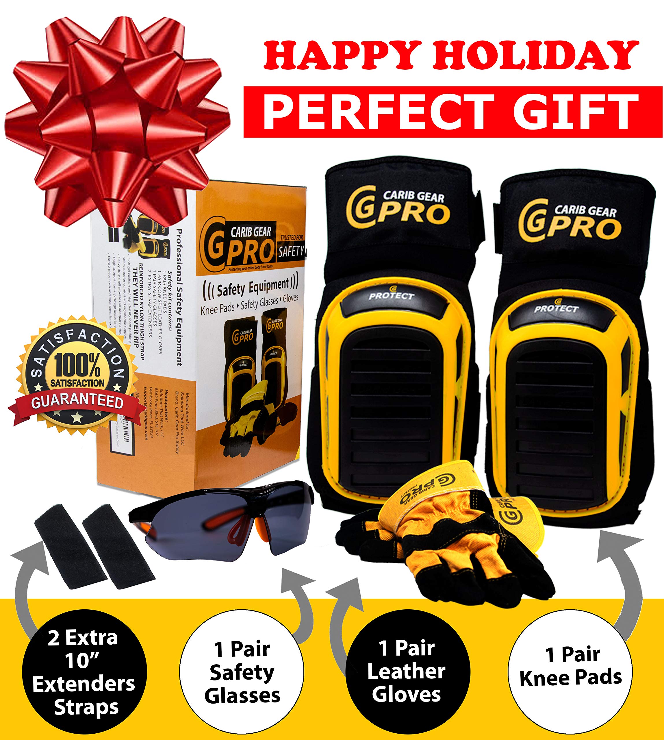 CARIB GEAR PRO complete safety kit includes knee pads, gloves, and glasses