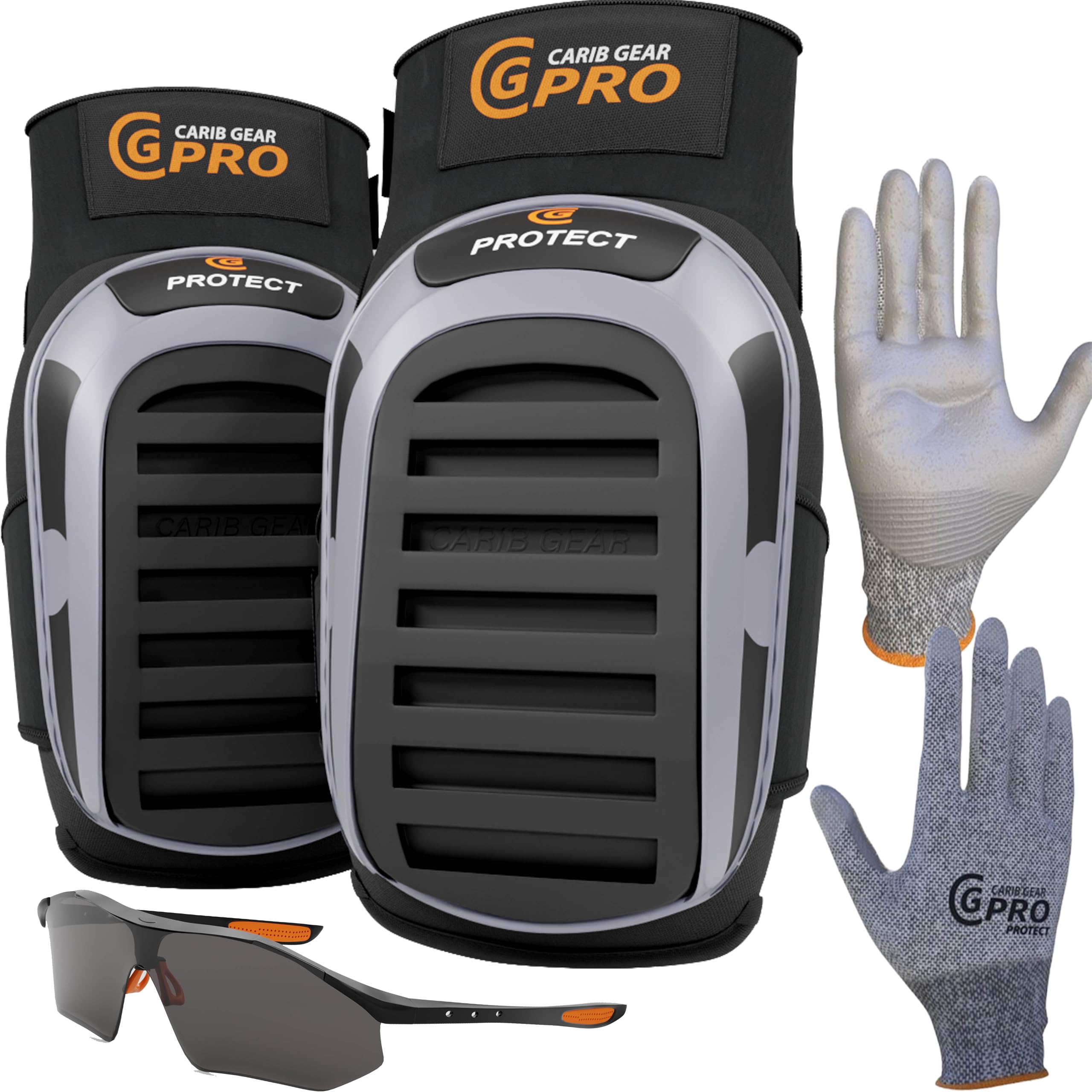CARIB GEAR PRO knee pads front view showing gel-core cushioning for daily comfort