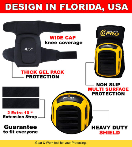 CARIB GEAR PRO double gel core cushions knees during tough tasks