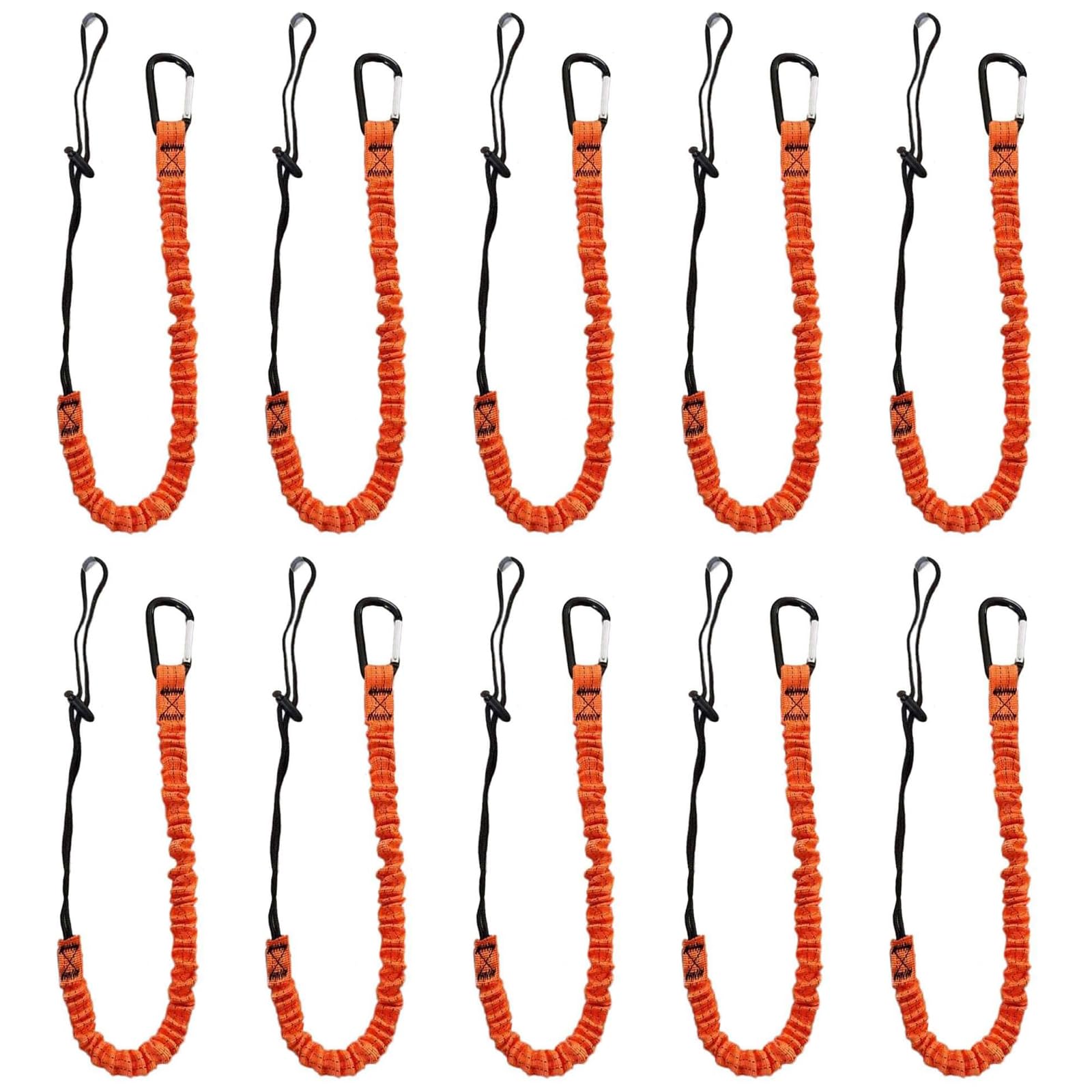 Carivia retractable tool lanyard extended length in use for safer tool reach.