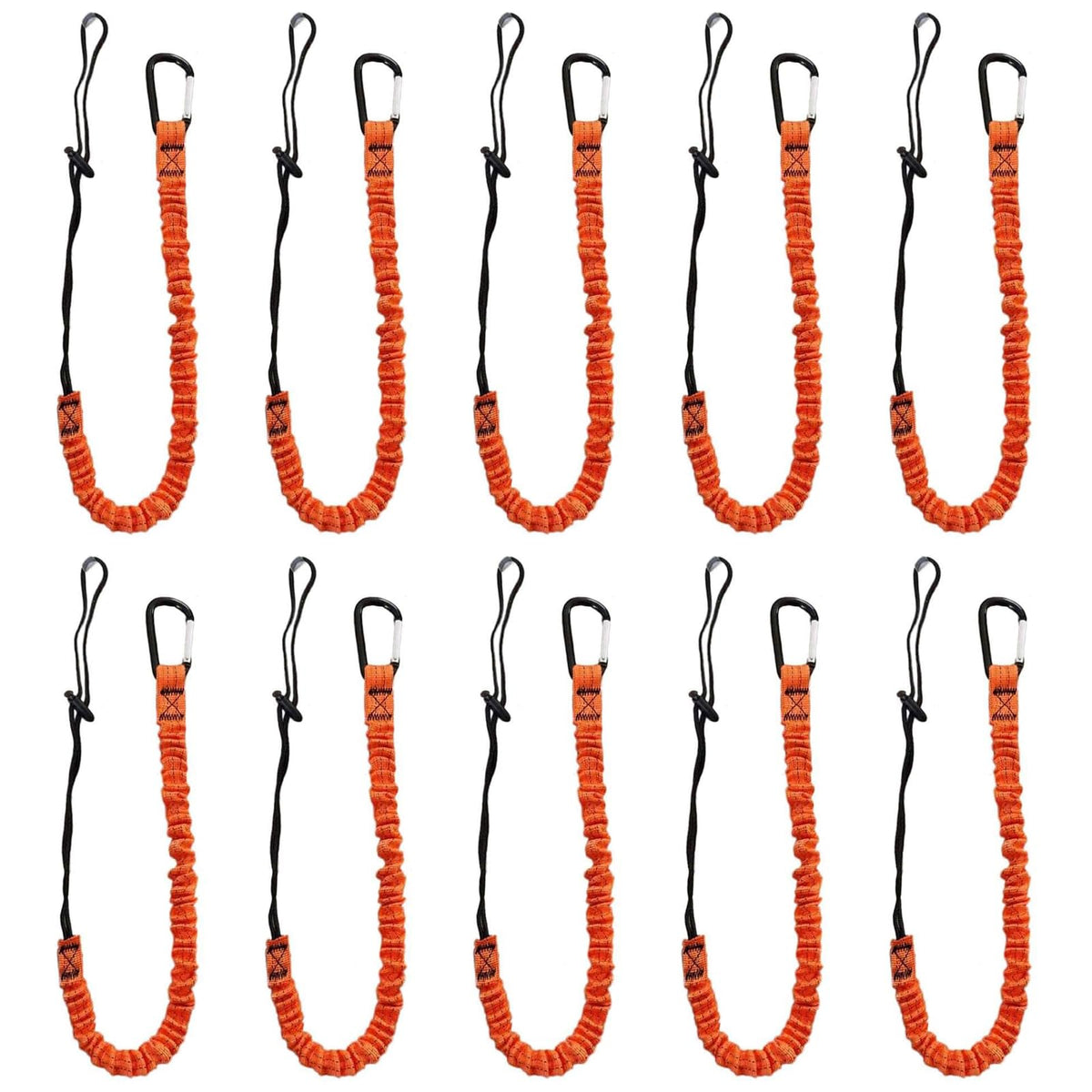 Carivia retractable tool lanyard extended length in use for safer tool reach.