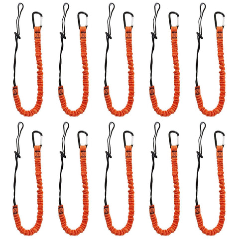 Carivia retractable tool lanyard extended length in use for safer tool reach.