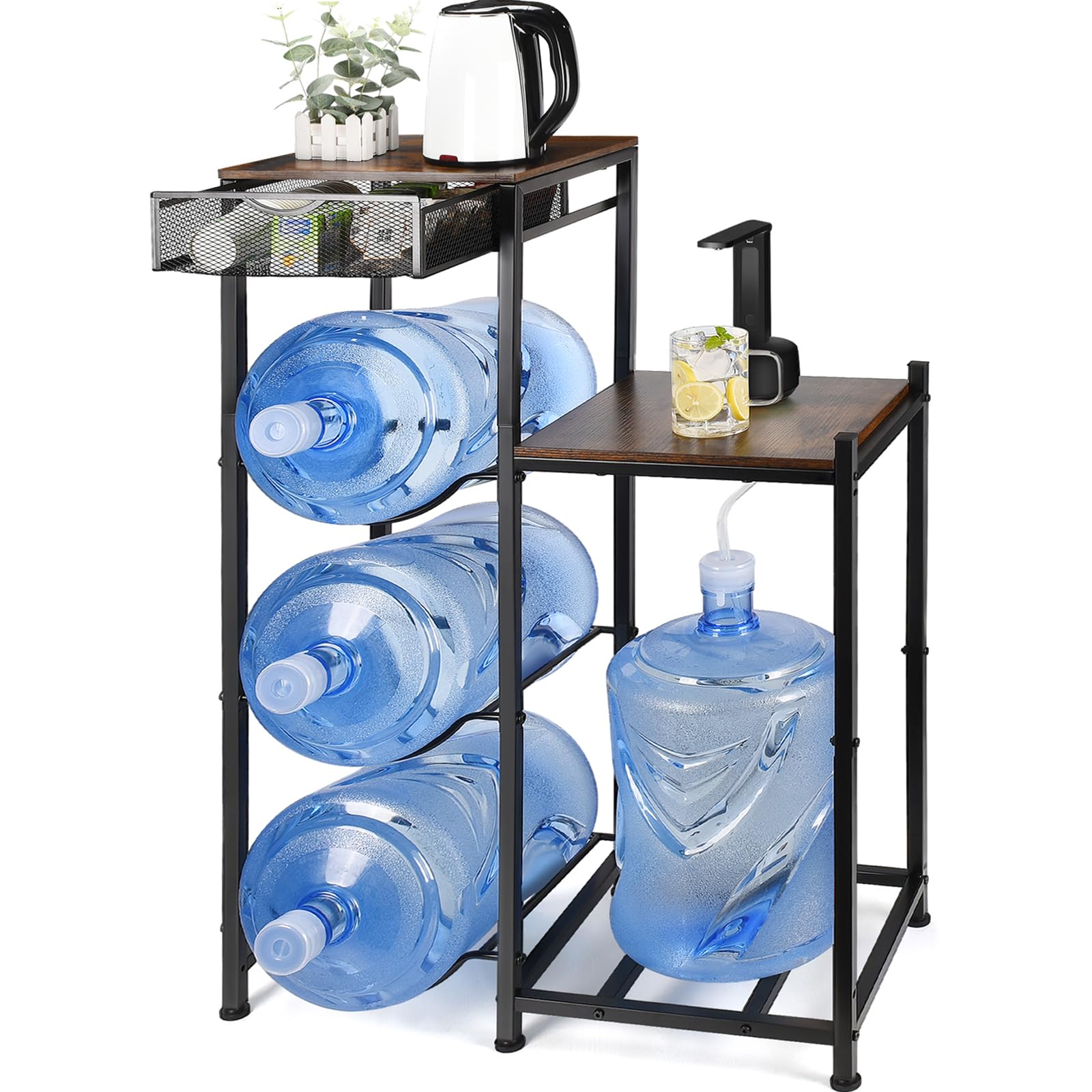 CAROD 5-gallon jug holder with drawer for quick access to tea, coffee, and small items