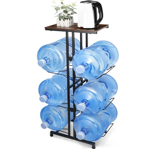 CAROD 5-gallon water jug holder with shelves and wood tabletop