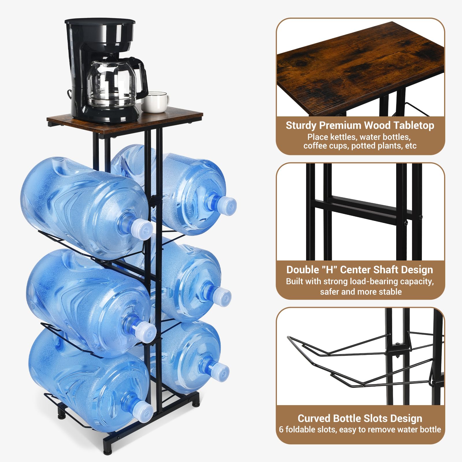 CAROD foldable 3-tier rack with six bottle slots for easy access