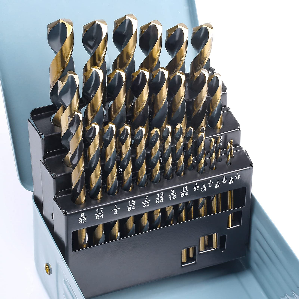 CaRoller drill bit set with black gold finish for versatile metal wood and plastic drilling
