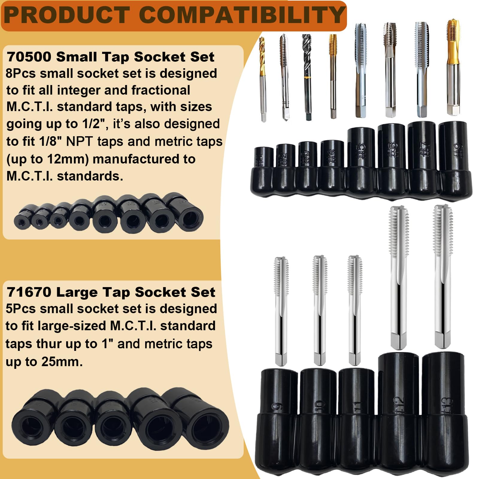 CAROTUPY 70540 socket-2 supports faster taps installation.