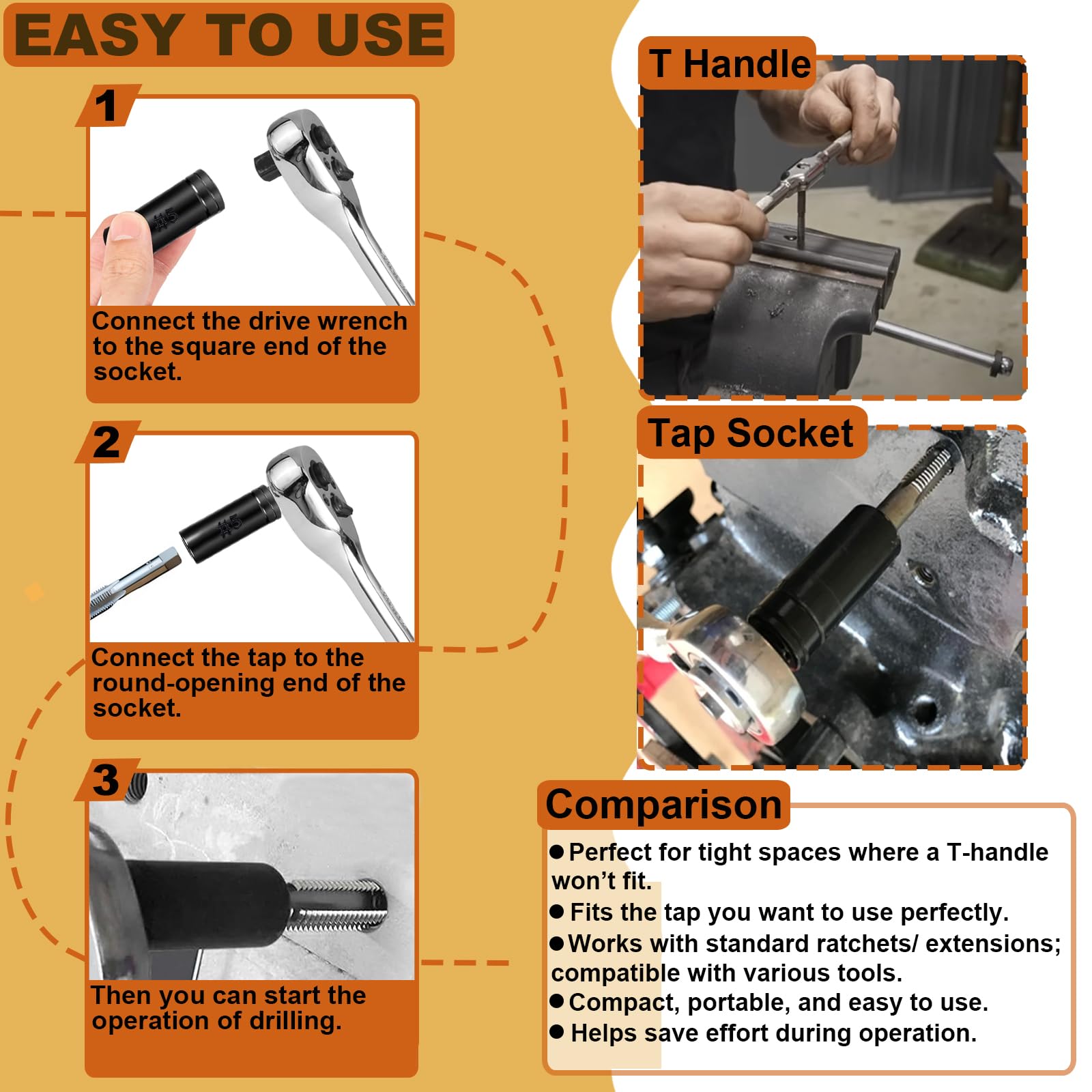 CAROTUPY 70560 socket-3 fits tight-fit taps with stable torque.
